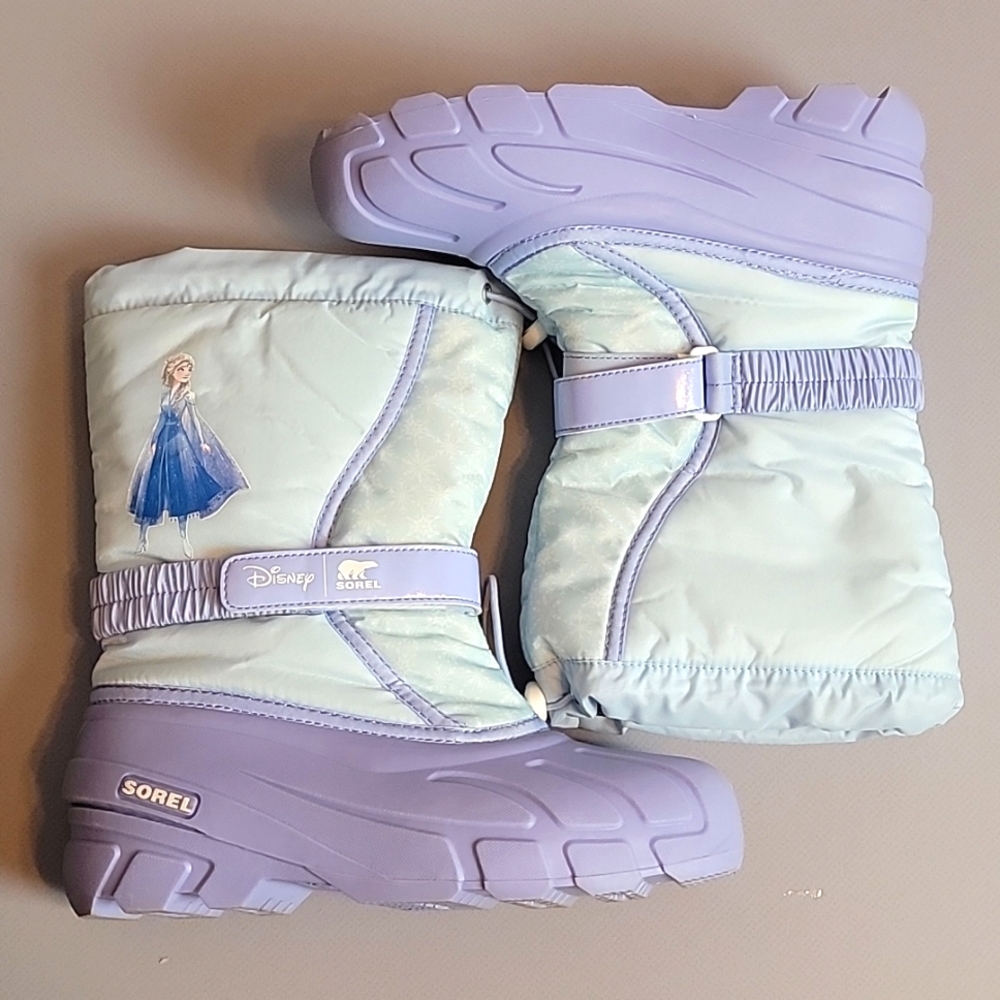 Sorel Disney Frozen Pull on/Slip on Snow Boots Size 7 Big Kids Gently Worn